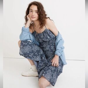 Madewell Tie-Back Button-Front Midi Dress in Archival Floral sz0